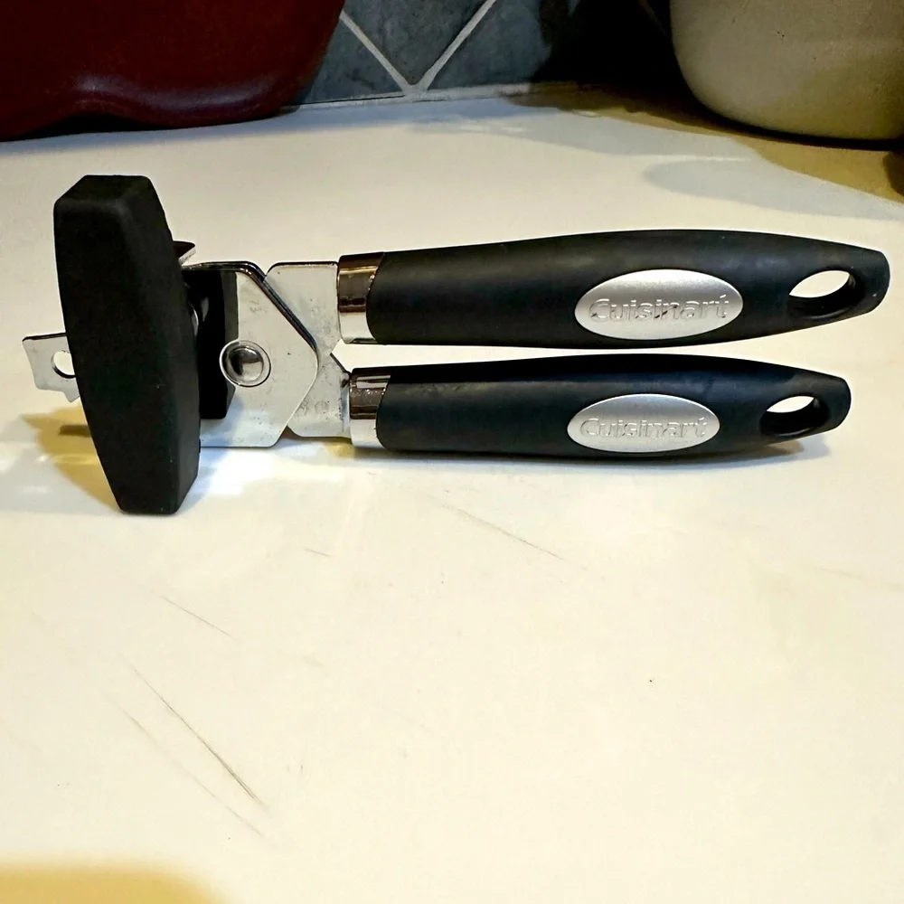 CUISINART HANDHELD MANUAL CAN OPENER STAINLESS STEEL KITCHEN TOOL RUBBER HANDLE